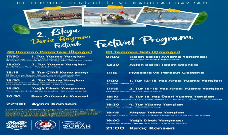 Demre’de 2. Likya Deniz Bayramı Festivali Başlıyor