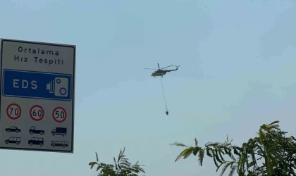 Yangın turizm yolunu kapattı! Helikopterler Havadan Müdahale Ediyor