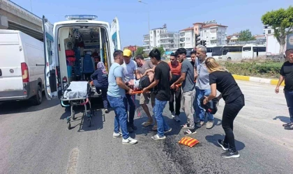 Yağ dökülen yolda kayarak 50 metre sürüklenen motosikletli yaralandı
